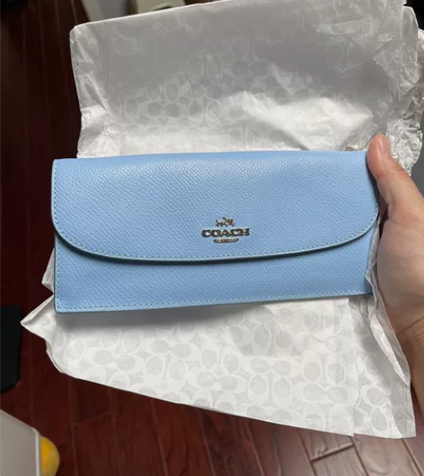 正品coach蔻驰女士钱包长款 天蓝色 颜...