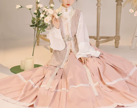 清梳原创汉服女花崎明制秋冬日常马面裙立领对...