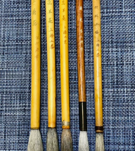 回流七八十年代旧纯羊毫笔，五只一起，玉兰蕊...