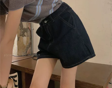 高腰牛仔短裤女夏季2021新款a字阔腿裤网...