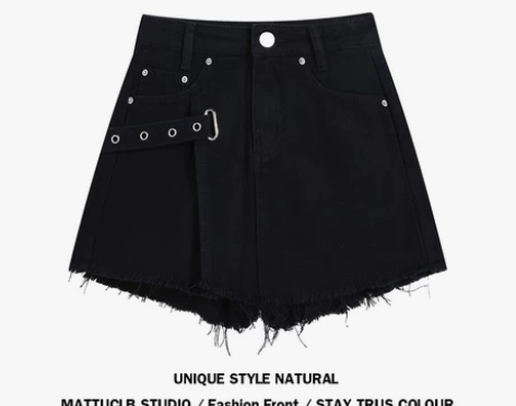 MATTUCLB 黑色牛仔短裤女夏季薄款高...