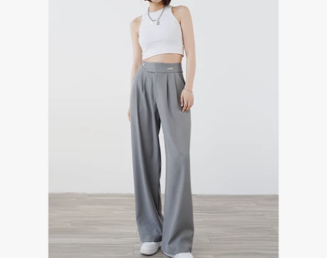 ?Rugosa M高腰直筒宽松拖地休闲裤女...