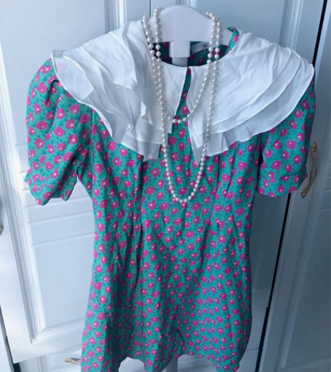 印花连衣裙，裙长82，胸围100，腰围72...