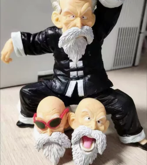 七龙珠龟仙人 悟天老师手办，三个头雕可以换...
