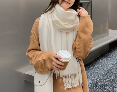 轻奢经典款 高级感双面黑灰羊绒围巾羊毛渐变...