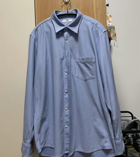 优衣库 男士蓝色长袖衬衫衬衣 L码 175...