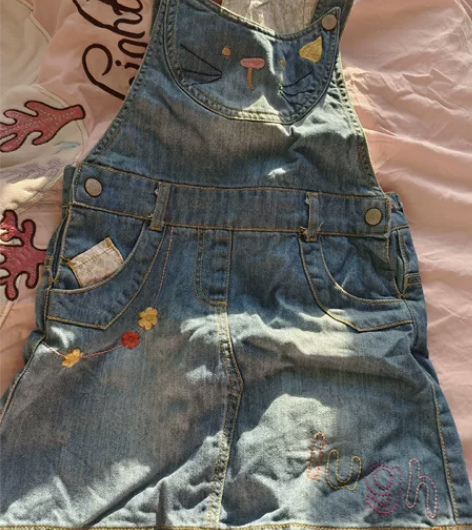 可爱小猫咪图案背带裙，120，9新，没有污...