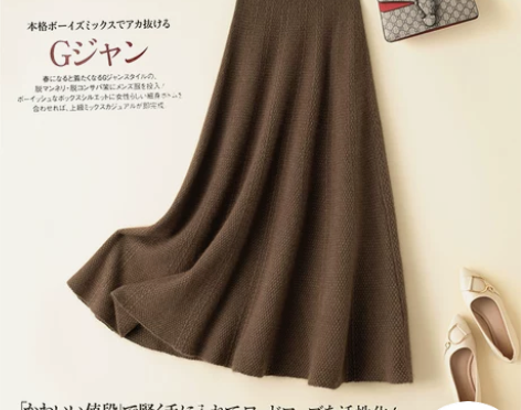 半身裙长裙100%纯羊绒韩版高腰摆裙针织加...