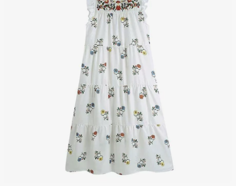 zara夏新款复古女装刺绣民族风碎花裙迷笛...