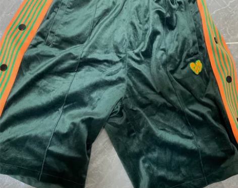 CONKLAB国潮牌爱心丝绒条纹排扣短裤男...