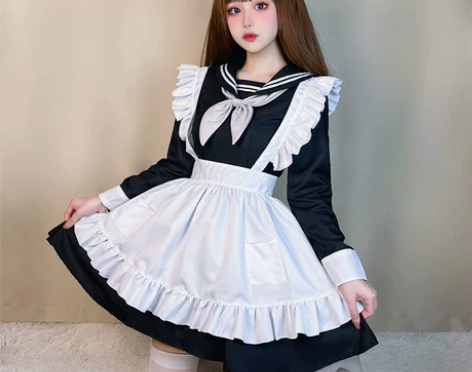 日系水手制服长袖女仆装cosplay性感洛...