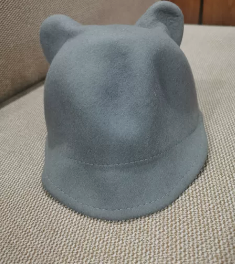 ZARA儿童猫耳朵立体毛呢礼帽,头围54....