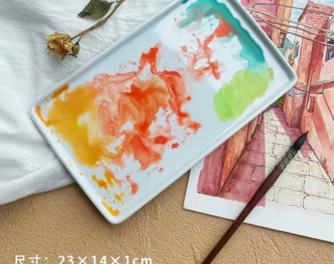 水彩长方形国画调色盘易清洗纯白色包邮啊鱼