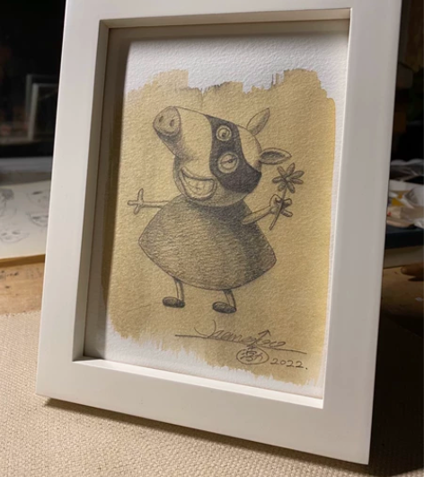 《姐姐》小猪佩奇，张渤素描作品原作 21*...