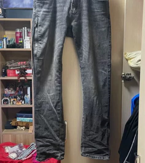 侧面拉链水洗牛仔裤,XL码穿到160斤,腰...
