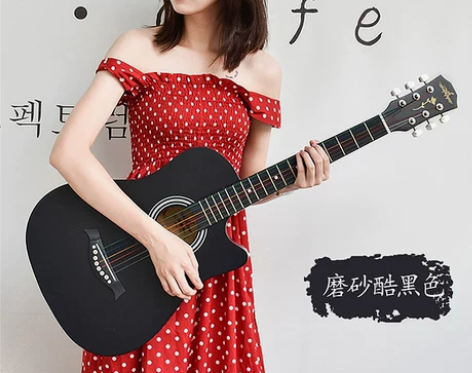 擦色磨砂38寸民谣吉他初学者单板男女生专用...