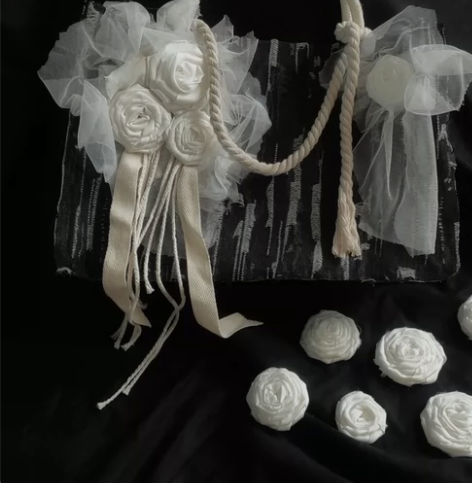 朋克玫瑰|麻袋手提包再造真丝造花包小众设计...