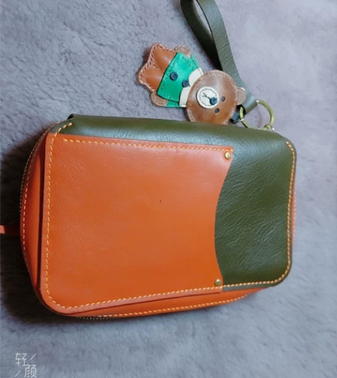 头层牛皮纯手工制作手账本zip拉链包笔记本...