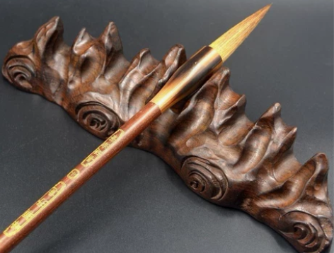 清仓处理黑梓木根雕实木大笔搁毛笔架笔山五指...