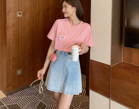 ?切糕自制 牛仔半身裙春款设计感小众不规则...