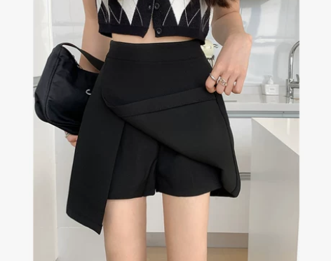 ?黑色裙裤半身裙女夏季防走光短裙高腰显瘦a...