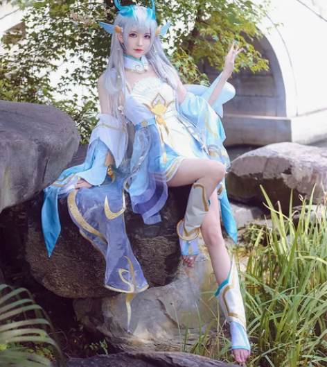 三町目西施游龙清影cos 衣服m+龙角配饰...