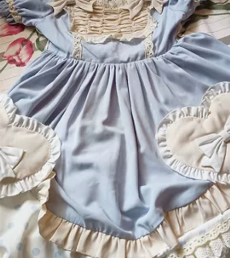 锦慕家Lolita珍珠泡芙蓝白m码 在春熙...