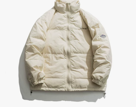 冬季美式潮牌羽绒服男情侣宽松面包服白鸭绒棉...