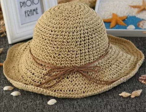 沙滩帽女夏季可折叠太阳帽防晒草帽韩国海边渔...