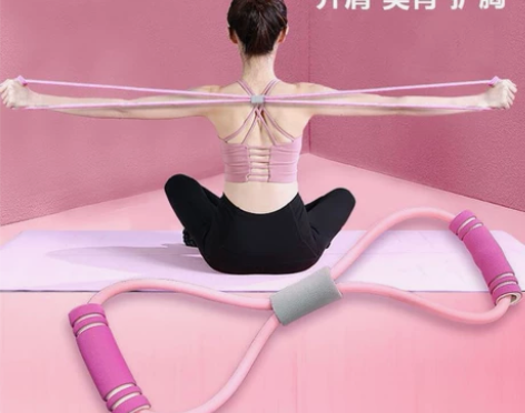 8字拉力器家用健身弹力带瑜伽男女开肩神器美...