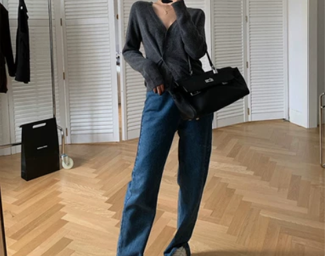 左边女装高腰长裤女直筒裤2020秋冬新款开...