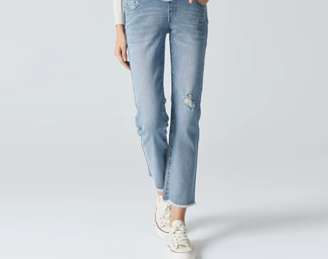 MASANON孕妇裤春秋外穿牛仔裤低腰直筒...