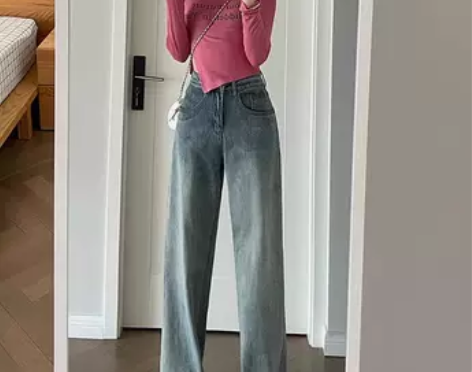 【这条复古蓝超好看】直筒牛仔裤女阔腿显瘦秋...