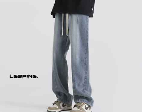 美式复古水洗牛仔裤男款春季高街ins潮牌裤...