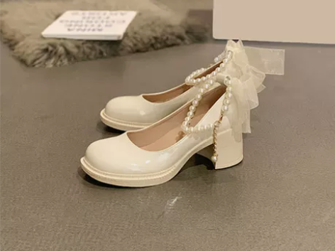 贾不假玛丽珍鞋女2022年夏季新款珍珠法式...