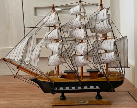 SANTA MARIA 实木雕刻木质帆船模...
