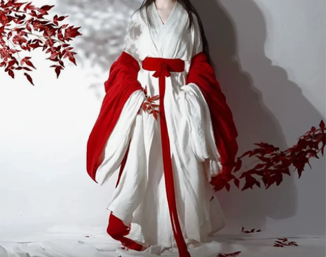 红色直裾汉服女古装冬款改良广袖流仙裙魏晋风...