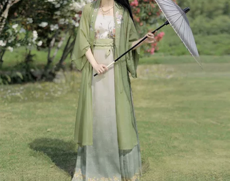 柒邑汉服女明制合领衫【玉茗茶】原创中国风薄...