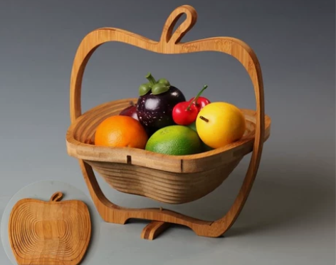 新款竹制水果篮子 折叠水果篮 时尚创意竹篮...