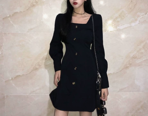 气质名媛赫本风小黑裙法式设计感轻奢小众茶歇...