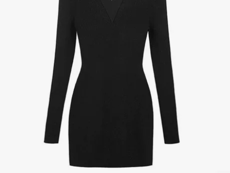 SMFK  十字花针织长裙高弹力螺纹紧身包...