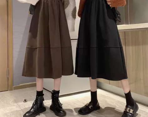大摆裙半身裙秋冬女毛呢百褶a字裙高腰包臀裙...