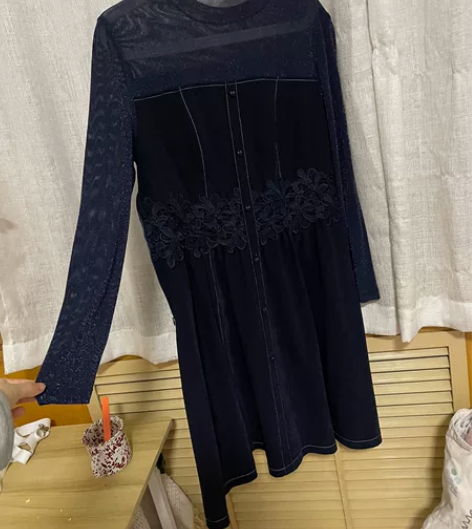 春秋款 女士深蓝色中裙 面料很好 有厚度 ...