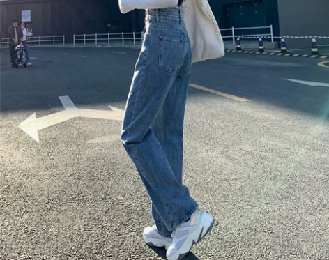 加绒加厚阔腿牛仔裤女2022秋冬新款高腰