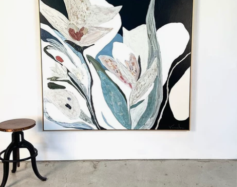 悠个 创意花卉手绘油画大幅质感抽象艺术装饰...