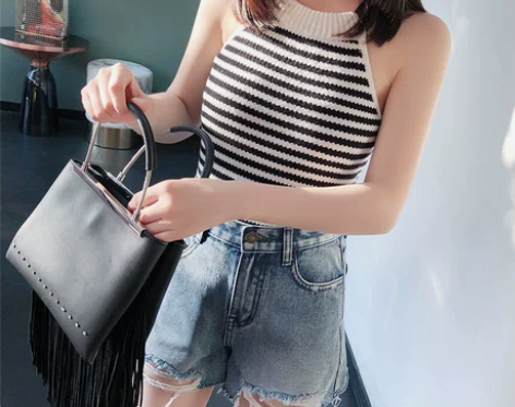 吊带背心女hizz邹邹小个子2018新款女...