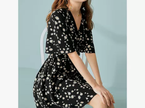 通勤连衣裙小雏菊夏新款裙子雪纺碎花裙kbn...