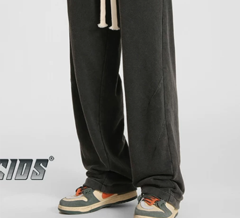 重磅裤子男款秋冬加绒直筒宽松卫裤大码高街美...