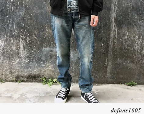 余文乐17FW牛仔裤破坏九分直筒秋冬水洗做...