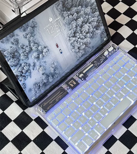 益博思透明无线ipad蓝牙键盘多系统设备切...